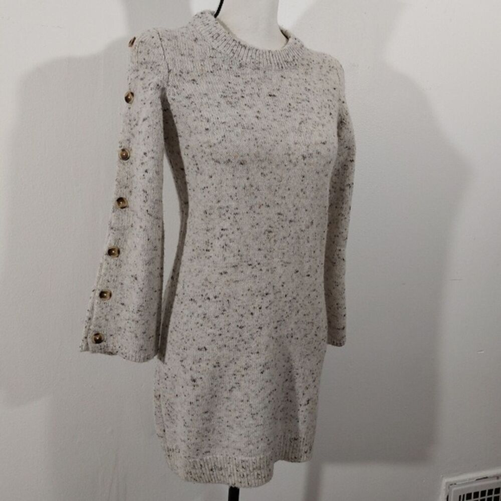 Madewell Donegal Bell Style Button-Sleeve Wool Blend Sweater-Dress Size XS - Picture 2 of 8